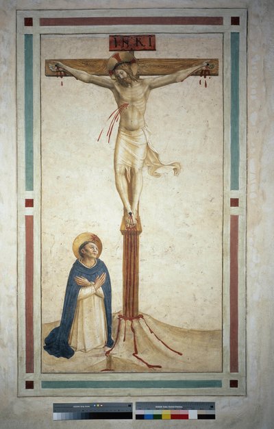 The Crucifixion with Saint Dominic. Inscription 