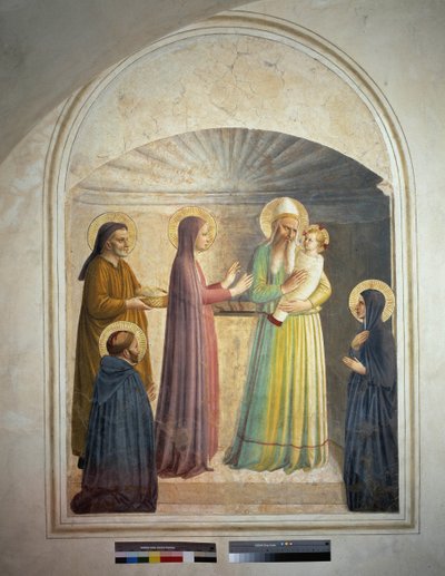 The Presentation of Christ in the Temple. Saint Peter, Martyr, and the Dominican Nun Villana Observe the Biblical Scene. Fresco by Guido di Pietro by Fra Angelico