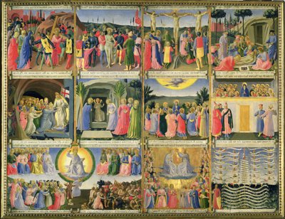 Scenes from the Passion of Christ and the Last Judgement, originally drawers from a cabinet storing silver, c.1450-53 by Fra Angelico