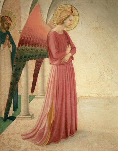 The Annunciation (detail of the Angel Gabriel and St. Peter the Martyr) by Fra Angelico