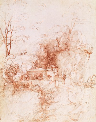 Rocky landscape with monastery by Fra Bartolomeo