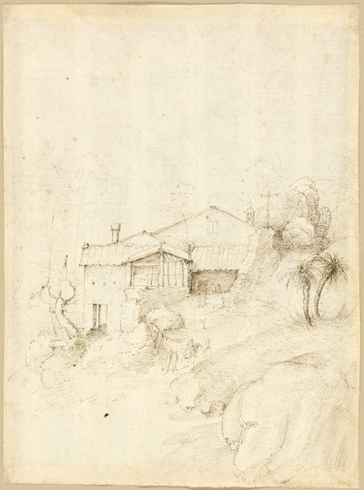 Monastery on the Slope of a Rocky Hill by Fra Bartolommeo