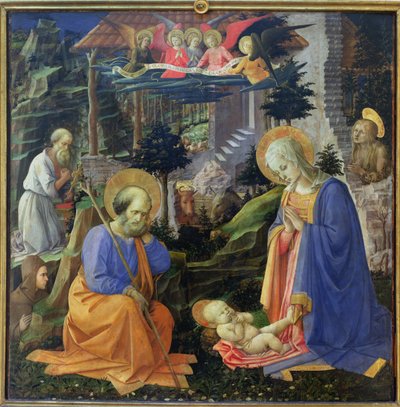 Adoration of the Child with SS. Hilary, Jerome, Mary Magdalene and Angels by Fra Filippo Lippi