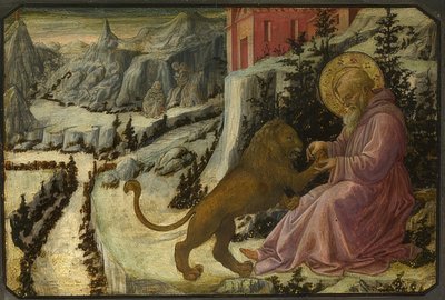 Saint Jerome and the Lion (Predella of the Altarpiece of Santa Trinità of Pistoia) by Fra Filippo Lippi