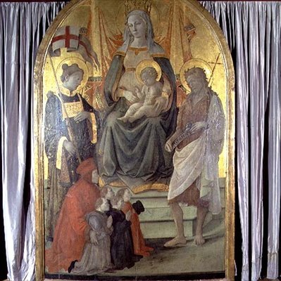 Madonna and Child Enthroned with SS. Stephen, John the Baptist, Francesco Datini and the Ceppo family by Fra Filippo Lippi