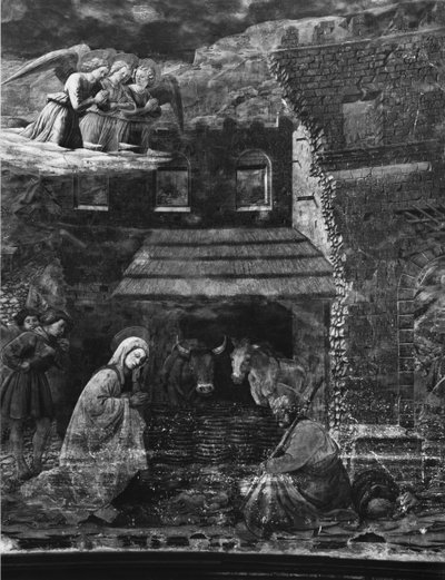 The Nativity, one of the scenes from the fresco cycle of the Life of the Virgin in the apse of the Cathedral by Fra Filippo Lippi