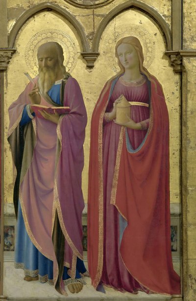 Saints Matthew and Mary Magdalen. Cortona Polyptych by Fra Giovanni Angelico da Fiesole