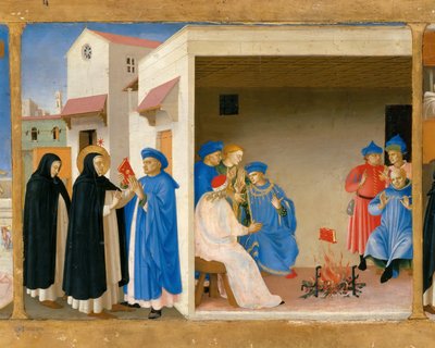 The Dispute of Saint Dominic and the Miracle of the Book Predella of the Retable The Coronation by Fra Giovanni Angelico da Fiesole