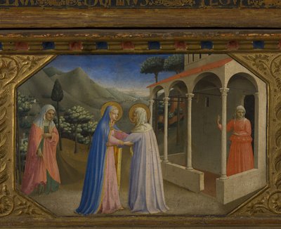 The Visitation The Annunciation Retable with 5 Predella Scenes, 1430-1432 by Fra Giovanni Angelico da Fiesole