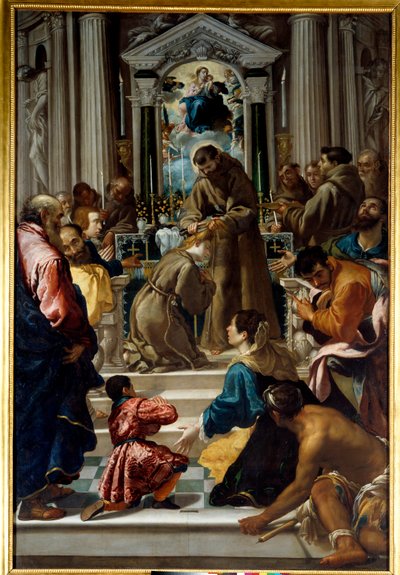 Saint Francois of Assisi cuts the hair of Saint Claire by Fra Semplice da Verona