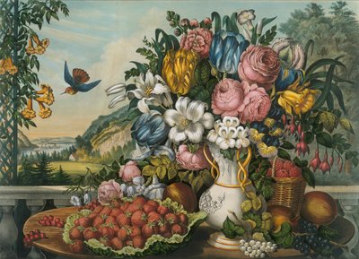 Landscape - Fruit and Flowers, 1862 by Frances Flora Bond Palmer