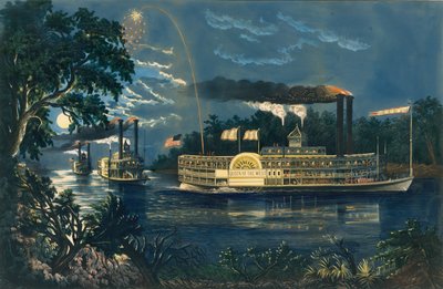 Rounding a Bend on the Mississippi - The Parting Salute, 1866 by Frances Flora Bond Palmer