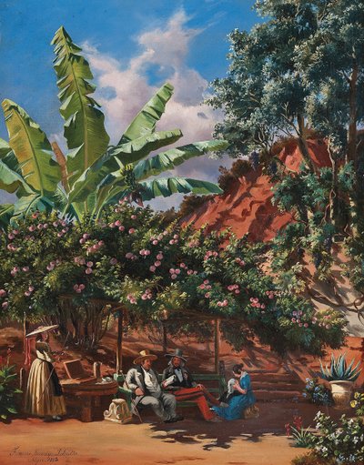 Frances Kennedy Schultze painting under a pergola, Algiers by Frances Kennedy (attr. to) Schultze
