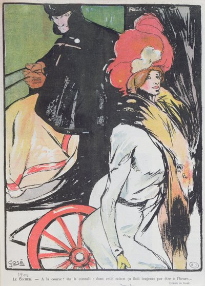 Cartoon depicting a cabman with a courtesan, 1901 by Francesc Xavier Gosé