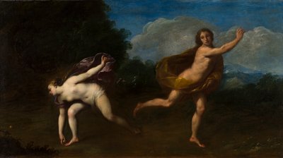 Hippomenes and Atalanta in a landscape by Francesco (attr. to) Albani
