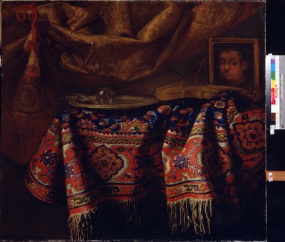 Still Life with Self-Portrait by Francesco (b.1640) Fieravino