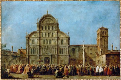 The procession of the Doge of Venice to the church of San Zaccaria, Easter day by Francesco (circle of) Guardi