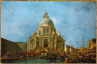The Doge goes to La Salute, November 21, day of the commemoration of the end of the plague of 1630 by Francesco (circle of) Guardi