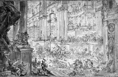 The Expulsion of Heliodorus from the Temple by Francesco (fl.1709 43) Peresi