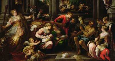 Hercules and Omphale, Queen of Lydia, 1587 by Francesco Bassano