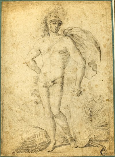 Standing Nude Warrior, Possibly Mars, with Shield by Francesco Albani