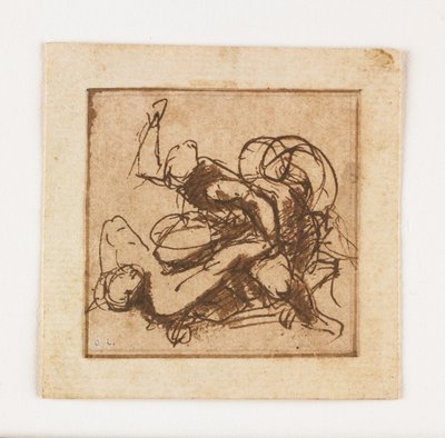 Study of Two Male Figures Fighting by Francesco Allegrini