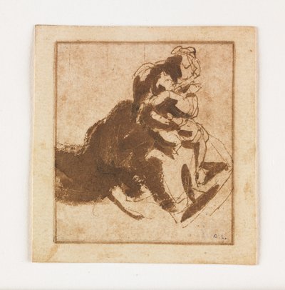 Study of a Woman Holding a Child by Francesco Allegrini