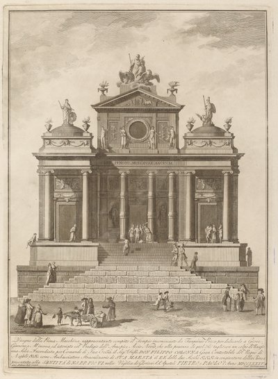 A Temple Dedicated to Jupiter, Juno, and Minerva, for the "Chinea" Festival by Francesco Barbazza after Giuseppe Palazzi