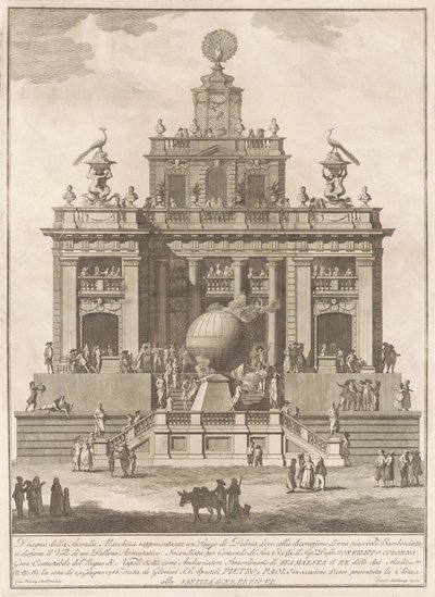 The Seconda Macchina for the Chinea of 1785: A Pleasure Palace with an Air Balloon by Francesco Barbazza, after Giuseppe Palazzi