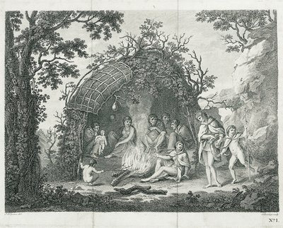 A view of the Indians of Terra del Fuego in their hut by Francesco Bartolozzi