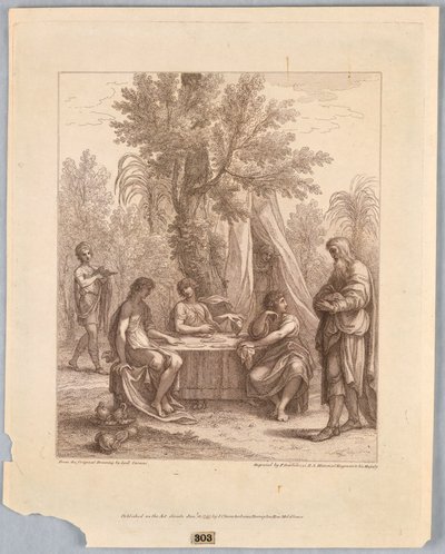 Abraham Entertaining Three Angels by Francesco Bartolozzi
