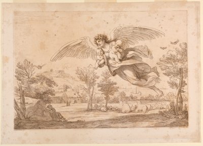 Angel with Two Children in Her Arms by Francesco Bartolozzi