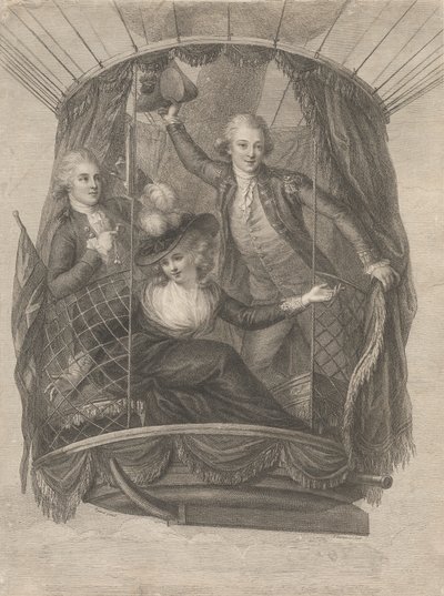 Ascension of Madame Sage, Chevalier Biggin and Captain Vincent Lunardi in a Balloon, June 20, 1785 by Francesco Bartolozzi