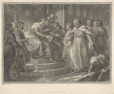 Edward, Prince of Wales, Presenting the Captive King John of France and His Sons to His Father Edward the Third After the Battle of Poitiers by Francesco Bartolozzi