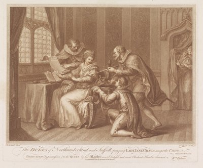 The Dukes of Northumberland and Suffolk Asking Lady Jane Grey to Accept the Crown by Francesco Bartolozzi
