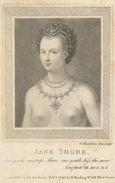 Jane Shore: Give Gentle Mistress Shore One Gentle Kiss the More Shakespeare by Francesco Bartolozzi