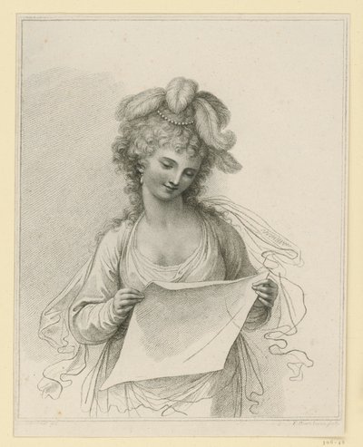Reading Woman with Feather Hat by Francesco Bartolozzi
