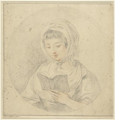 Girl Reading a Book, in an Oval by Francesco Bartolozzi