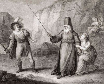 Prospero disarming Ferdinand. Shakespeare. The Tempest by Francesco Bartolozzi