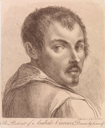 The Portrait of Annibale Carracci Drawn By Himself by Francesco Bartolozzi
