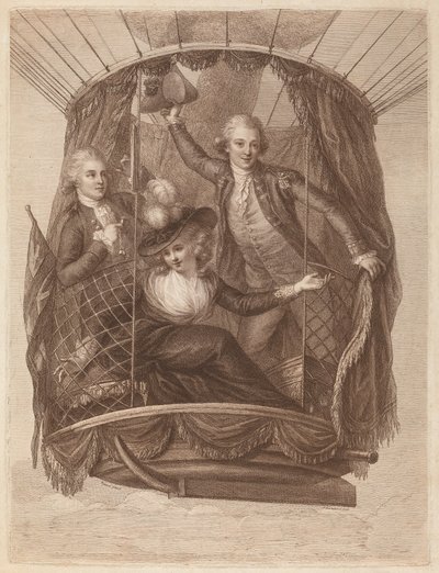The Celebrated Vincent Lunardi Esq. Accompanied by Two Friends in His Third Aerial Excursion, Taken from St. George
