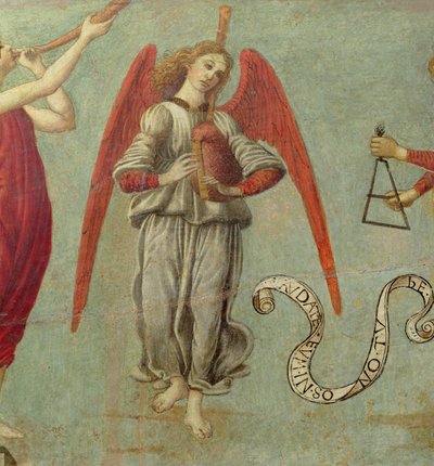 Angel playing the bagpipe (detail) by Francesco Botticini