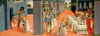 Scenes from the Martyrdom of St. John the Baptist, predella panel from the Tabernacle of the Sacraments (detail) by Francesco Botticini