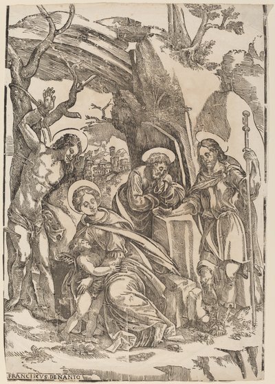 The Holy Family with Saint Sebastian and Saint Roch by Francesco Denanto