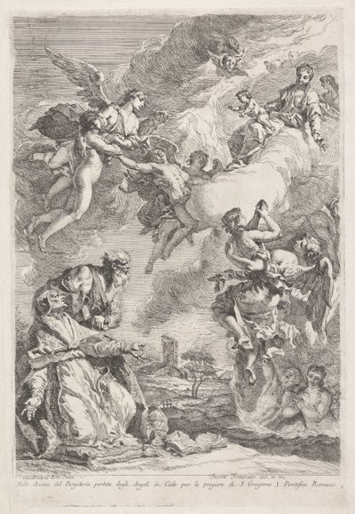 Saint Gregory the Great and Saint Jerome Praying for the Souls in Purgatory by Francesco Fontebasso