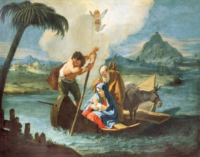 Holy Family Crossing Nile on Their Flight into Egypt by Francesco Fontebasso