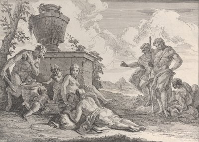 Satyr with Club and Seven Figures, from Bacchanals and Histories by Francesco Fontebasso