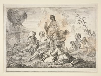 Venus, Vulcan, Three Nymphs and Three Cherubs in a Landscape by Francesco Fontebasso