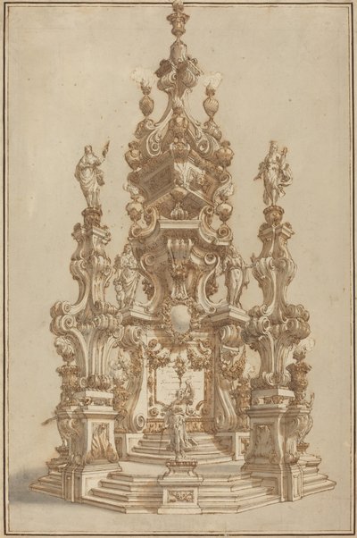 Magnificent Catafalque for a Deceased Noble by Francesco Galli Bibiena