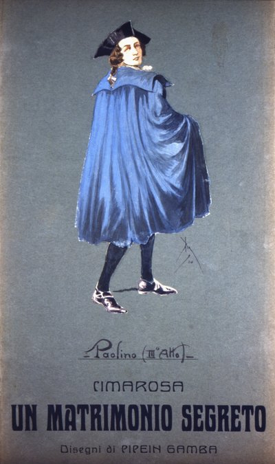 Character Paolino in Secret Marriage (matrimonio Segreto) by Domenico Cimarosa (1749 - 1801). Costume of F. Gamba - Scala of Milan by Francesco Gamba